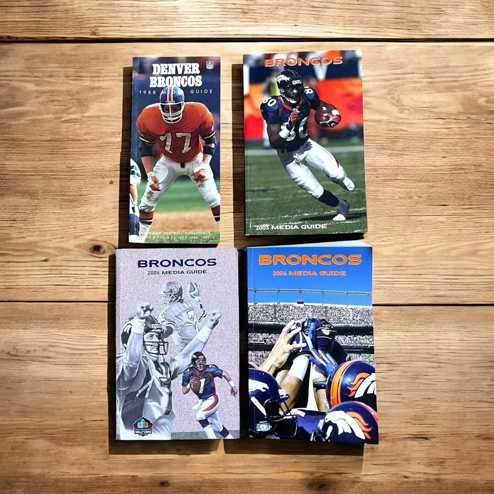 Lot of 4 Vintage DENVER BRONCOS NFL Media Guide Yearbook 1988, 2003, 2004, 2006